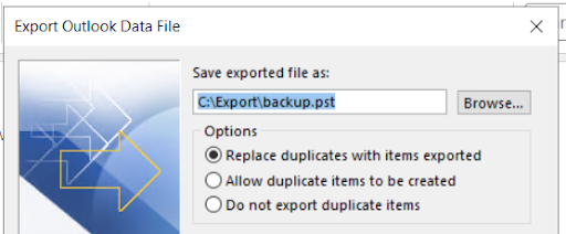 export outlook data file